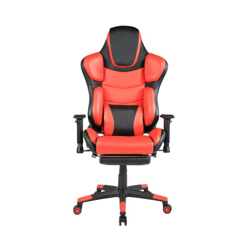 Adjustable Height Swivel Red 2D Armrest Leather Gaming Chairs