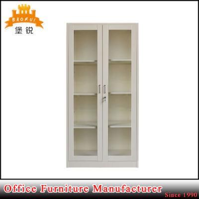 Glass Door Steel Cupboard Display Filing Cabinet with 4 Adjustable Shelves