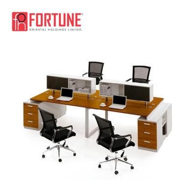 Classic MFC Wood Four Person Office Workstation for Sale (FOH-R3214-A)