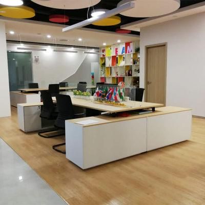 Foshan Manufacturer Steel Desk Frame White Table Top 4 Person Office Desk with Storage