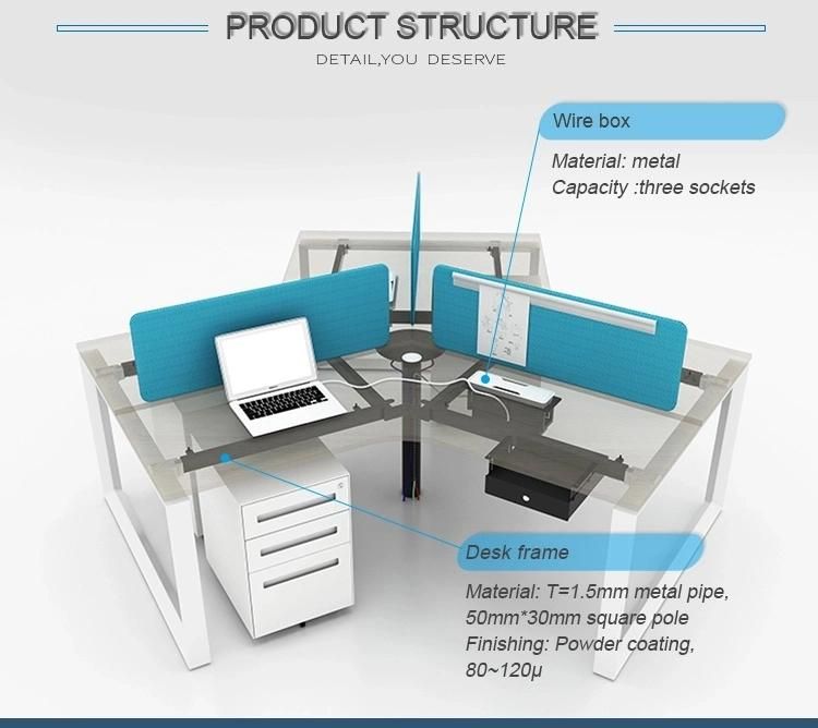 Modular Furniture Y Shape 120 Degree 3 Person Office Workstations