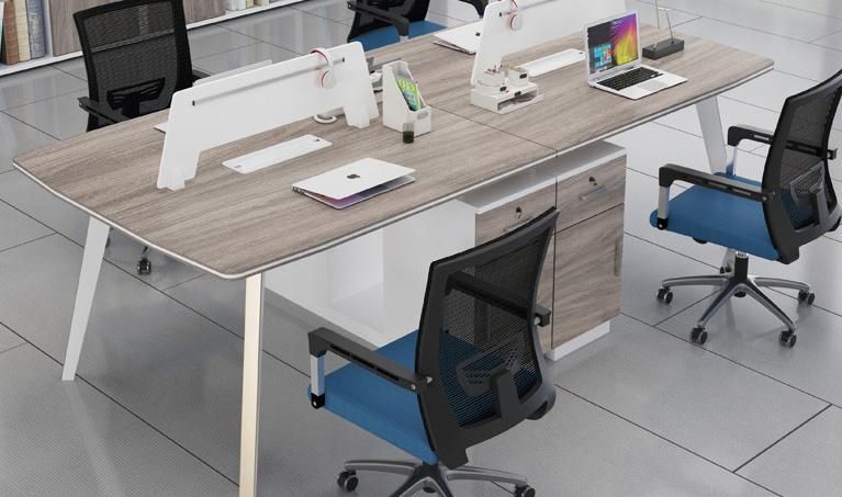 Office Desk Furniture Team Work Station Wooden Melamine 4 Seats with Partition