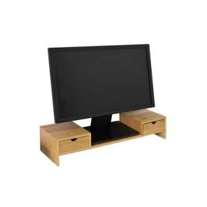 Bamboo Monitor Stand with Storage Organizer Drawers Desktop Laptop Shelf Risers Cellphone Stand