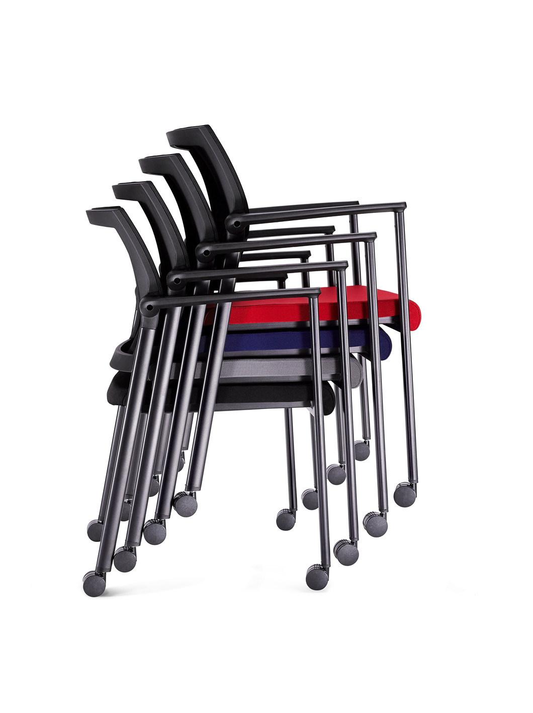 Plastic Flipped Stackable Movable Meeting Dining School Visitor Task Training Office Chair with Armrests