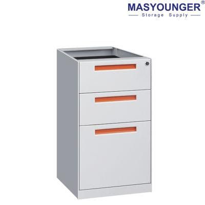 Small Under Desk White 3 Drawer Mobile Pedestal Cabinet