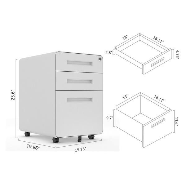 Office Furniture Industry 3 Drawer Mobile Pedestal Filing Cabinet
