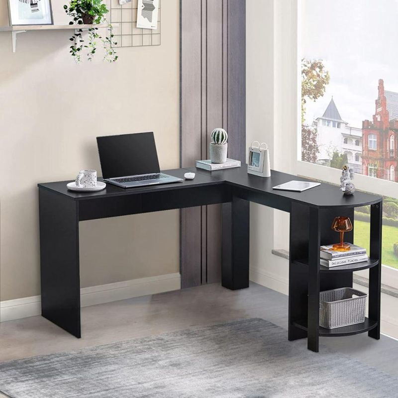 L-Shaped Computer Desk with Wider Desktop and Large Storage Space