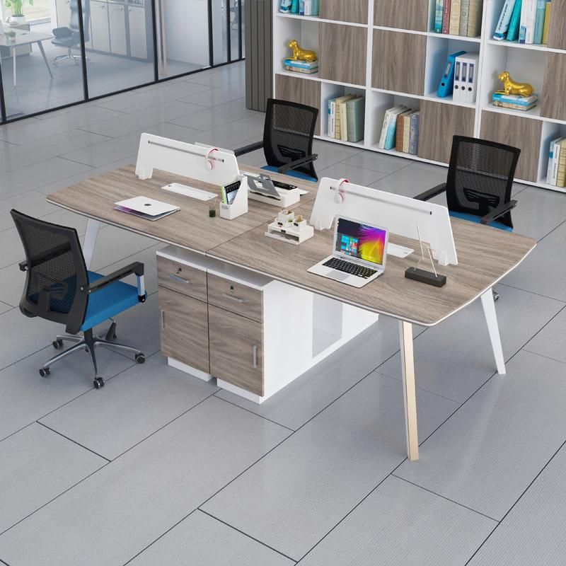 Office Desk Furniture Team Work Station Wooden Melamine 4 Seats with Partition