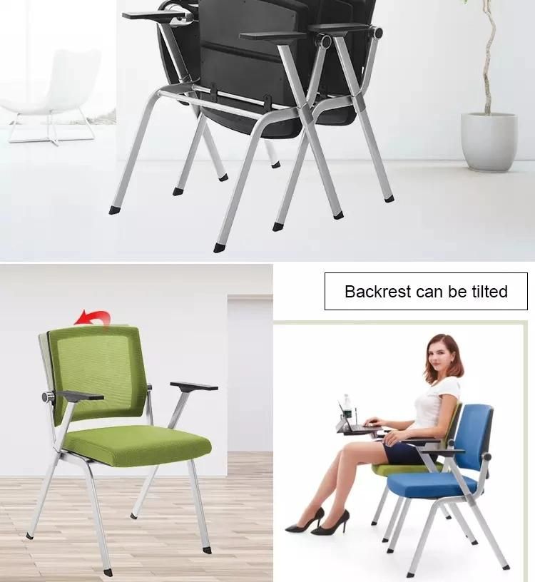 School Foldable Movable Conference Chairs Stackable Training Chairs with Writing Pads