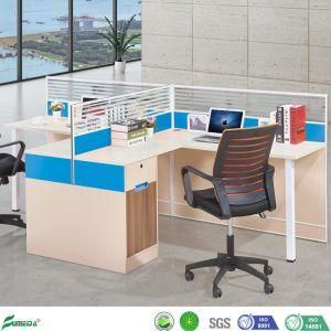 High Grade Wood Office Furniture Glass Partitions Workstation for 2 Seats