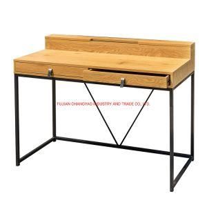 Modern Fashion Design Oak Wood Melamine Board Metal Frame Home Office Computer Desk
