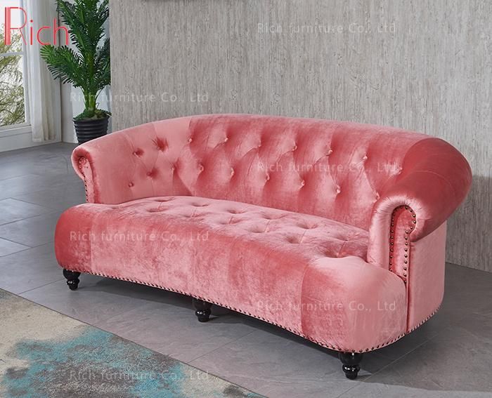 Modern Furniture Lobby Used Velvet Chesterfield Style Office Sofa