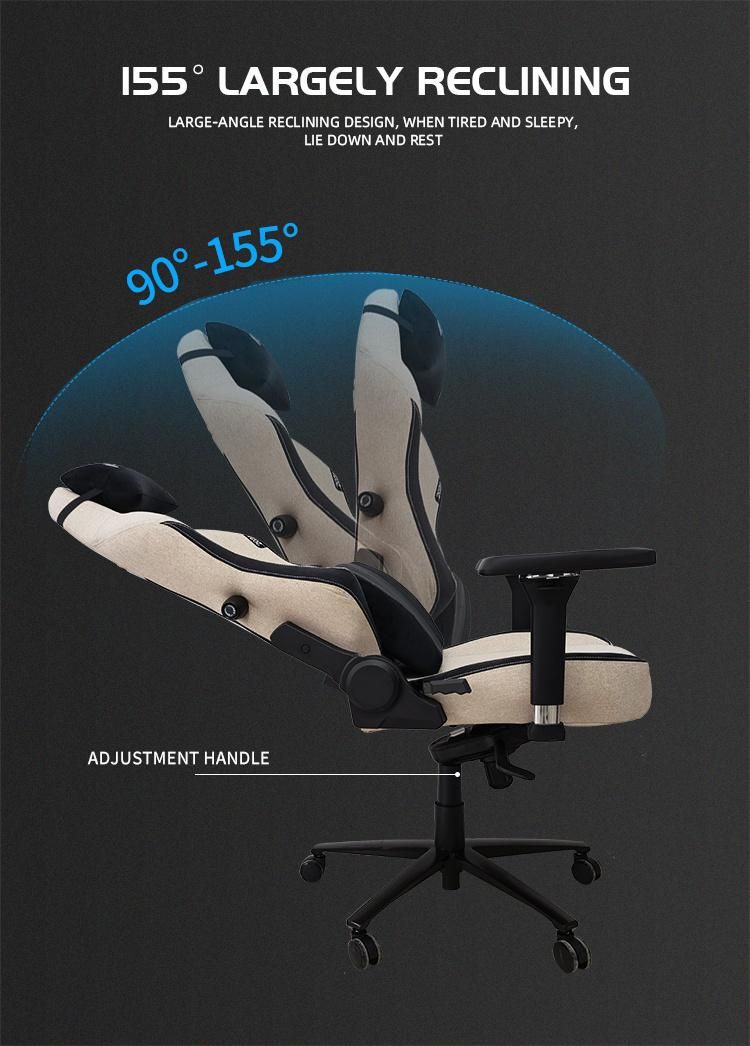 Fabric Gaming Chair Creamy White Swivel Liing Adjustable