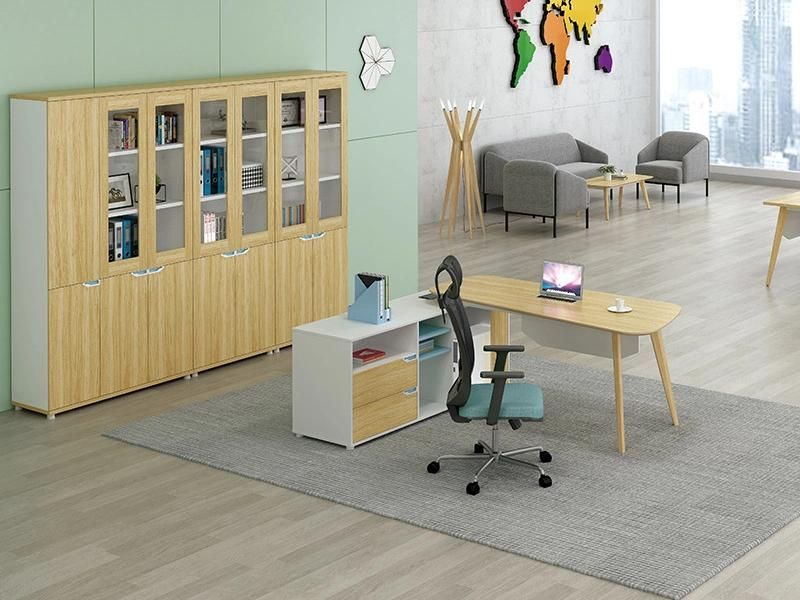 Chinese Brief Style L-Shaped Office Executive Computer Table