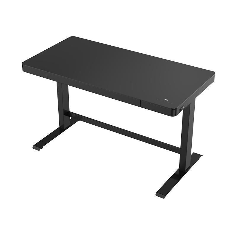 Customized Office Single Motor Telescopic Height Adjustable Standing Desks with Glass Desktop
