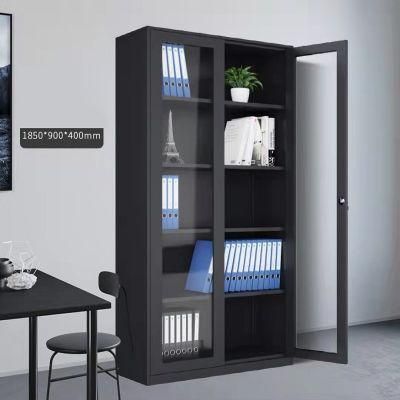 Office Furniture Steel Swing Glass Door Storage Cupboard 2 Door Metal Cupboard