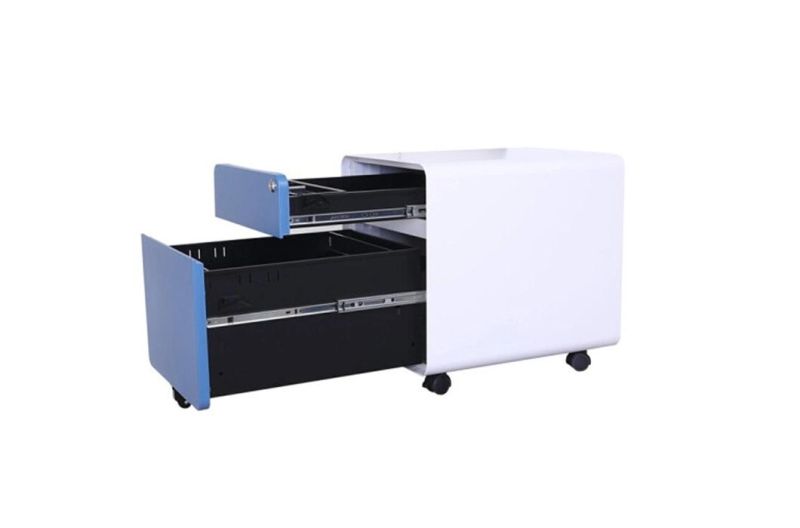 Office Furniture Blue Mobile Pedestal Metal 2 Drawers File Cabinet