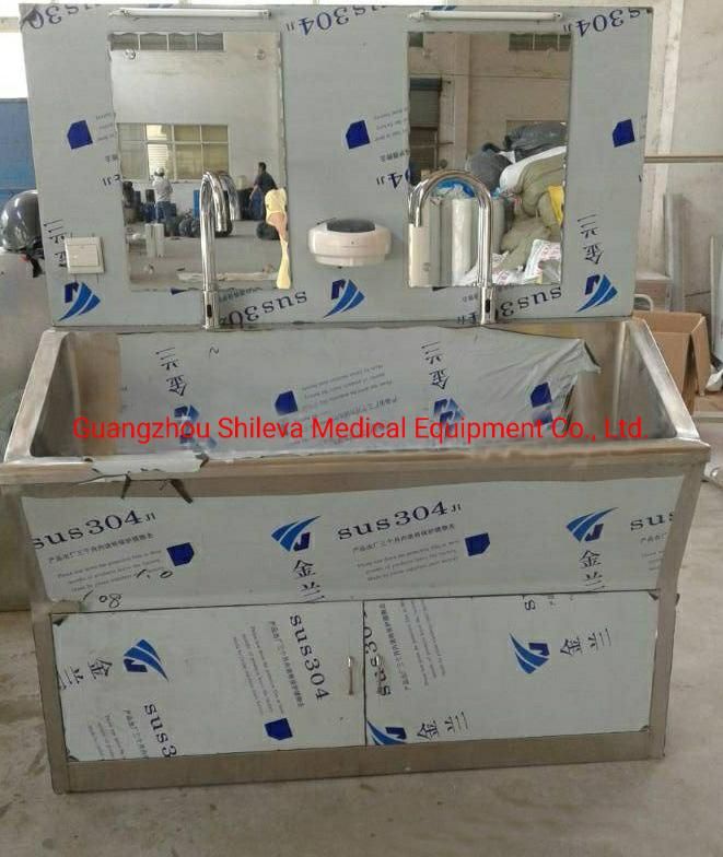 Hospital Stainless Steel Hand Washing Medical Surgical Sink with Sensor Taps