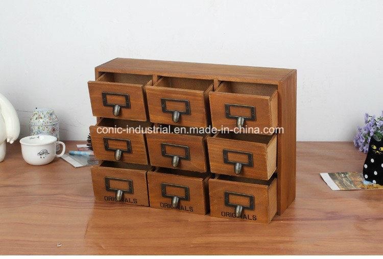 Japan Style Vintage Wooden 9 Drawer Storage Cabinet