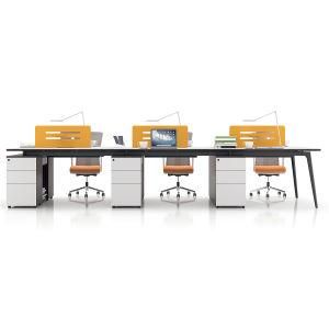 Modern Design Executive White Black Oak Contemporary 6 Seat 6 Person Office Workstation