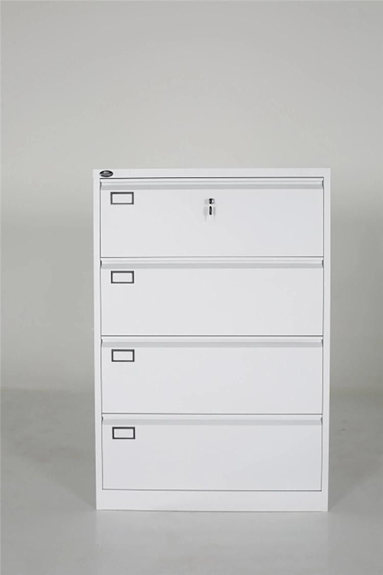 White Vertical Filing Cabinet 4 Drawer with Lock Under Desk