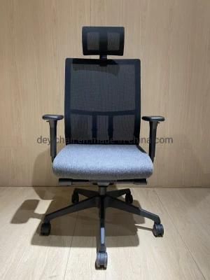 Mesh Back Nylon Caster Synchronised Meachanism Black Base Headrest Available Manager Executive Office Chair