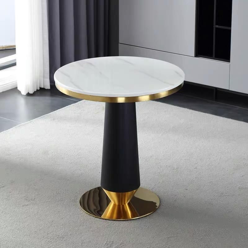 Factory Brushed Titanium Gold Sealing Oil Artificial Marble Surface Coffee Side Table