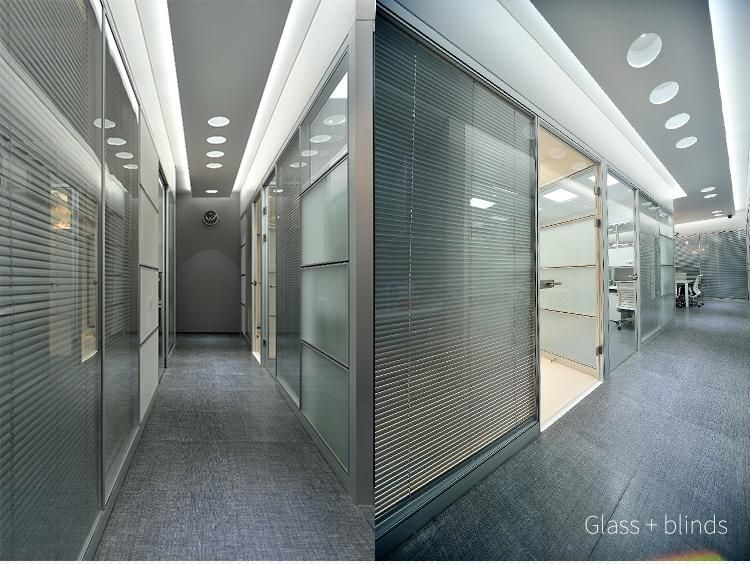 Office Clean Glass Partition Wall Aluminium Frame Soundproof Dismountable Office Glass Partition