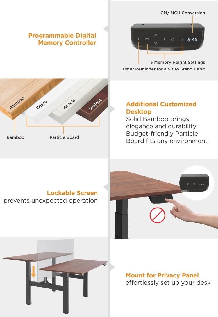 Modern Office Furniture Triple Motor Sit Stand Table Electric Height Adjustable Standing Computer Desk