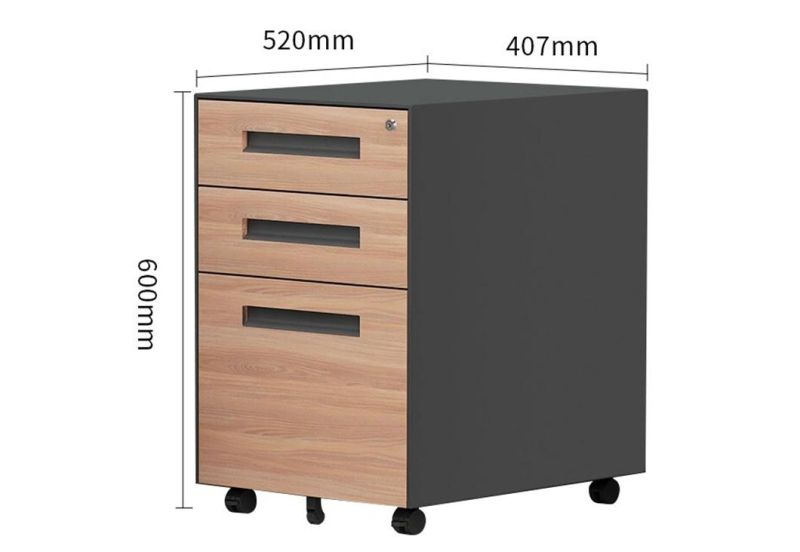 Office Use 3 Drawer Filing Cabinet Metal Storage Mobile Pedestal