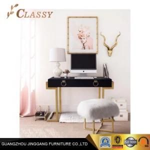 Luxury Black Wood Table Top Golden Base Hone Office Desk