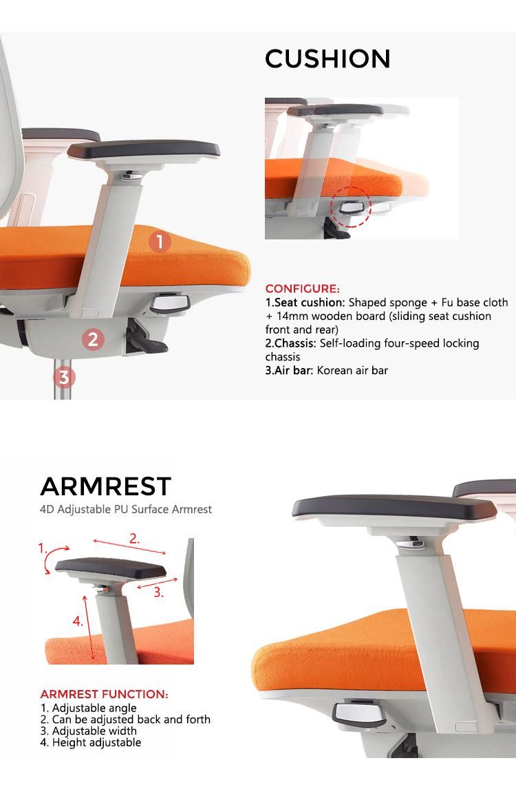 New Product Office Game Furniture Ergonomics Computer Mesh Chair Nylon Fabric Plastic Office Chairs.