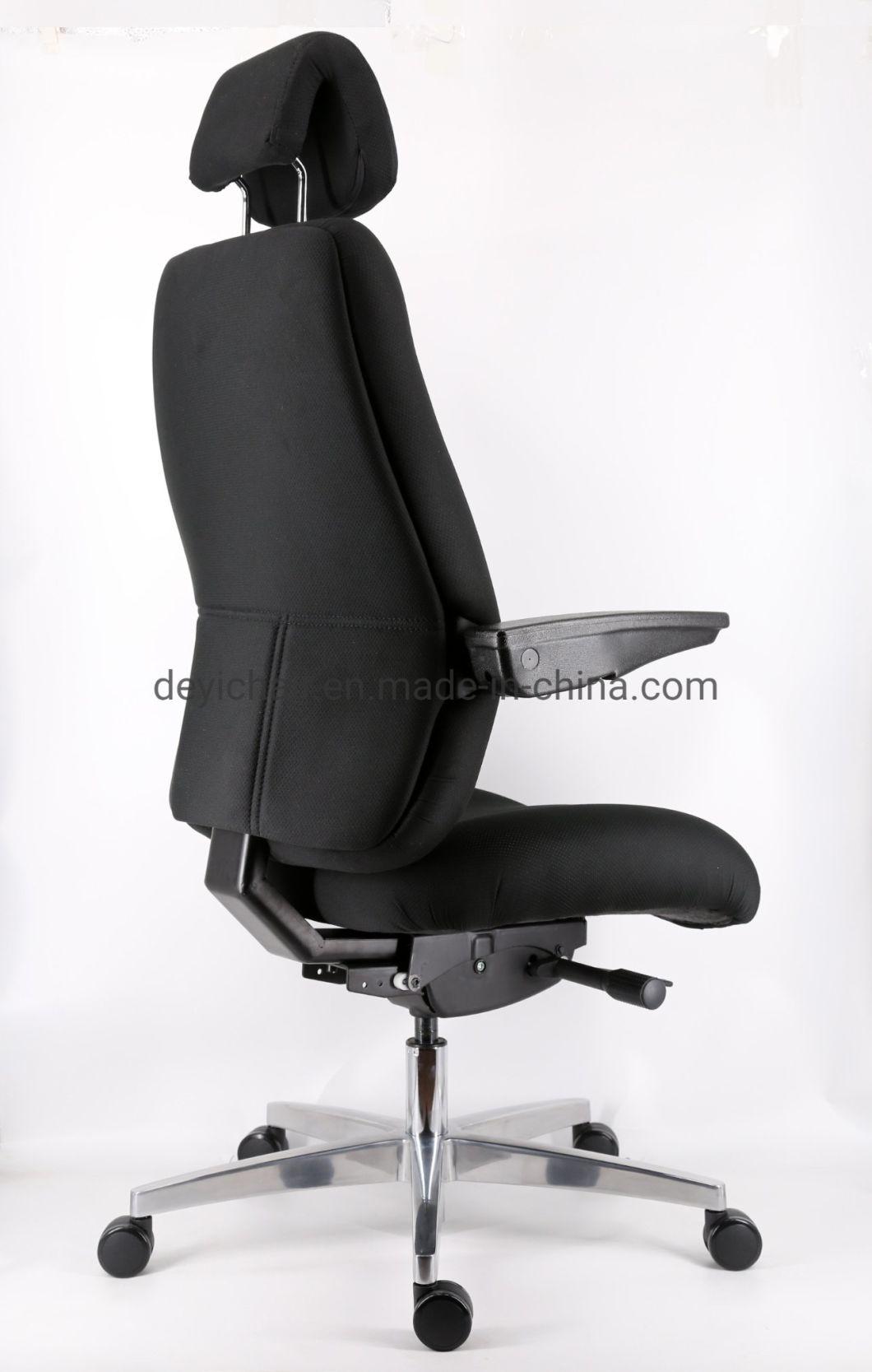 Synchronize Mechanism with Seat Slider D350 Aluminium Base PU Castors DIN 4550 Class 4 Chrome Gas Lift Angel Adjustment Arms with Headrest Office Chair