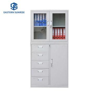 Office/School/Factory Metal File Cabinet with Glass Door&Lockable Drawer