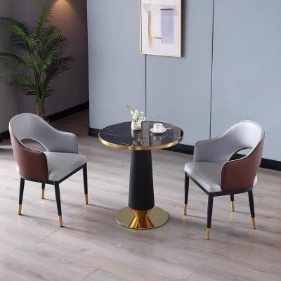 Factory Brushed Titanium Gold Sealing Oil Artificial Marble Surface Coffee Side Table