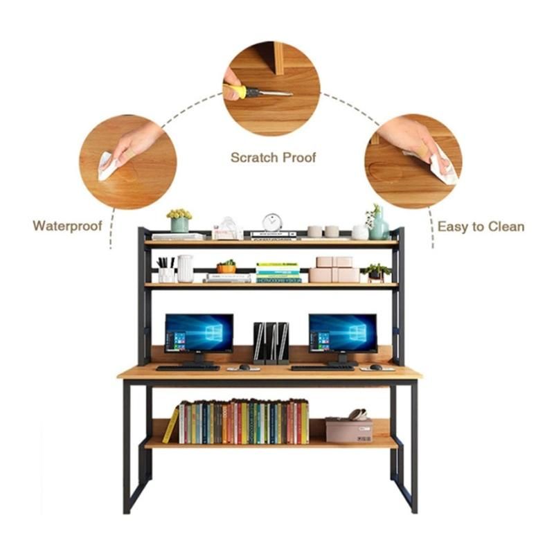 Customizable Student Computer Desk with Bookshelf 0330