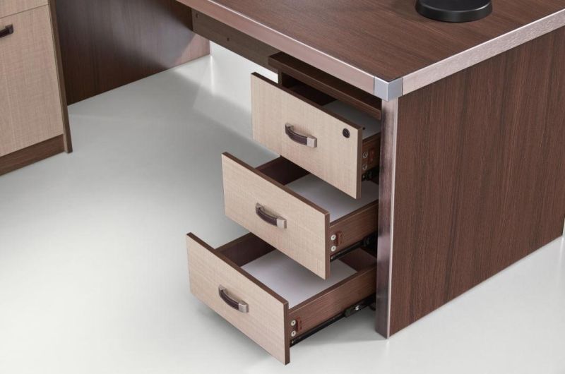 Office Furniture Aluminium Edge L Shaped Wooden Executive Desk