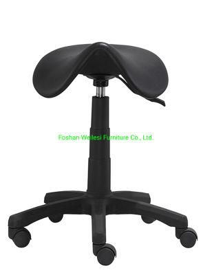 Simple Mechanism 280mm Nylon Base with Nylon Caster 140mm Gaslift Black Color Plastic Saddle Chair