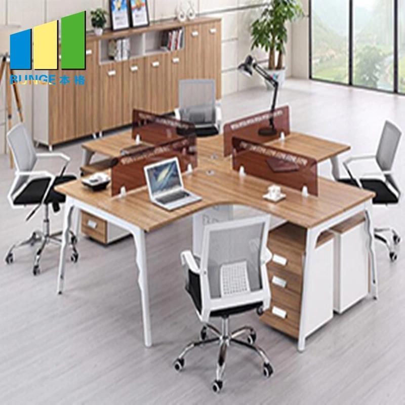 L Shape Aluminum Modular Office Partitions Workstations with Steel Leg