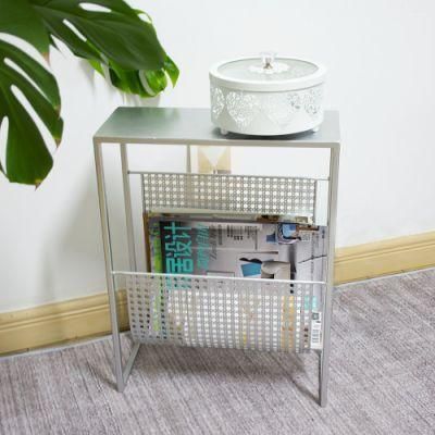 Manufacture Customized New Display Stand Metal Magazine Movable White Modern Book Rack