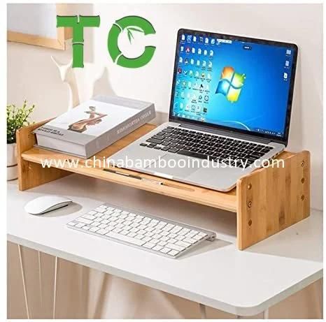 Adjustable Bamboo Laptop Stand Monitor Stand Riser Desk Organizer Desktop Bookshelf Printer Stand