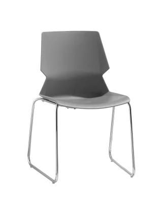 Grey Plastic Shell for Seat and Back Chromed Finished Sled Base No Arms Stacking Chair