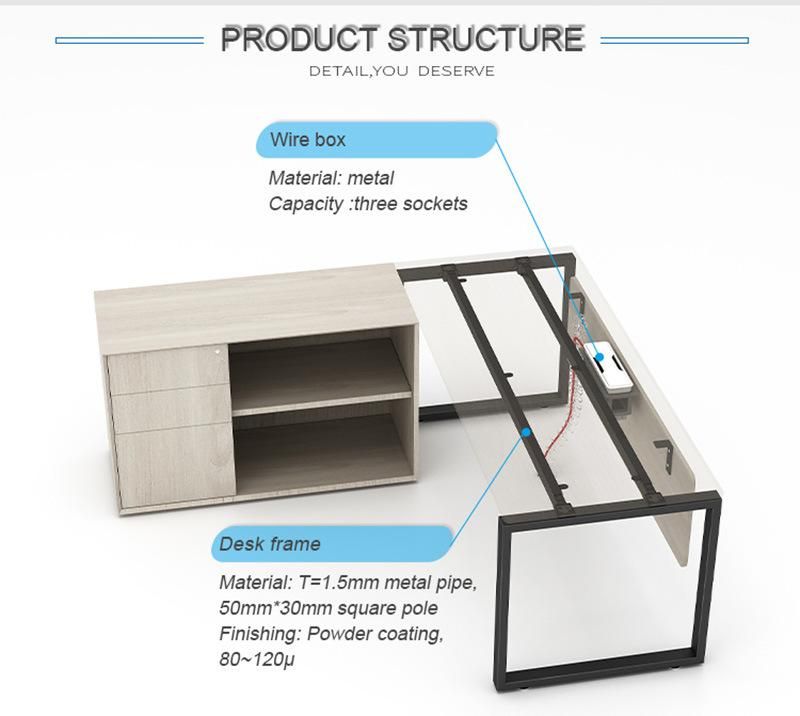 High Quality Office Furniture Standard Wooden Manager CEO L Shape MDF Contemporary Office Executive Desk