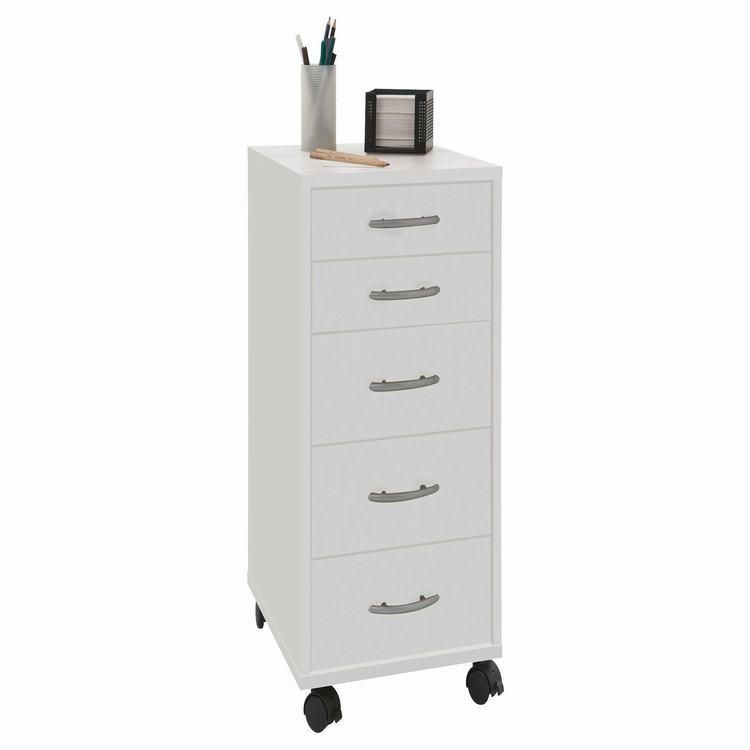 Mobile Four Drawers White Wood Filing Cabinet Home Office Furniture