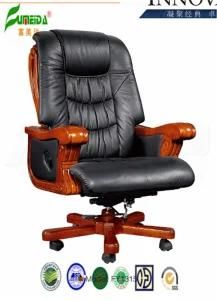 Swivel Leather Executive Office Chair with Solid Wood Foot (FY1315)