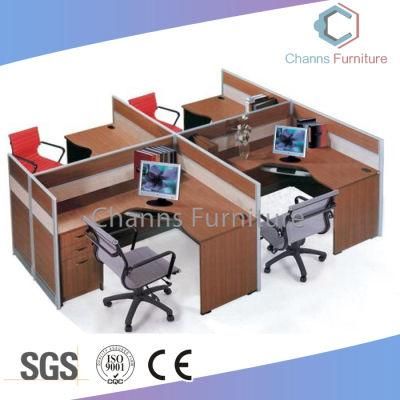 L Shape Wooden Office 4 Seats Workstation with Mobile Pedestal (CAS-W31422)