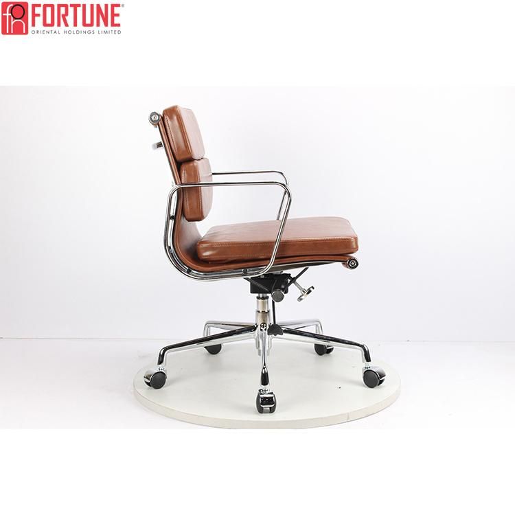 Modern Brown Leather Designer Office Chair