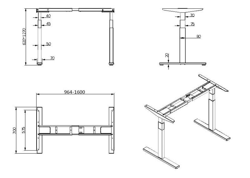 Small Office Table Desk Dual Motor 3 Stages Ergonomic Adjustable Laptop Desk