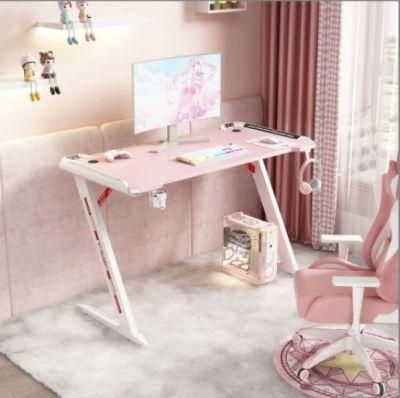 Elites Hot Sale Lovely Style PC Gaming Desk with RGB Light for Girl Bedroom Gaming Table