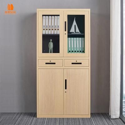 Wood Grain Transfer Printing Steel Filing Book Cabinet with Drawers